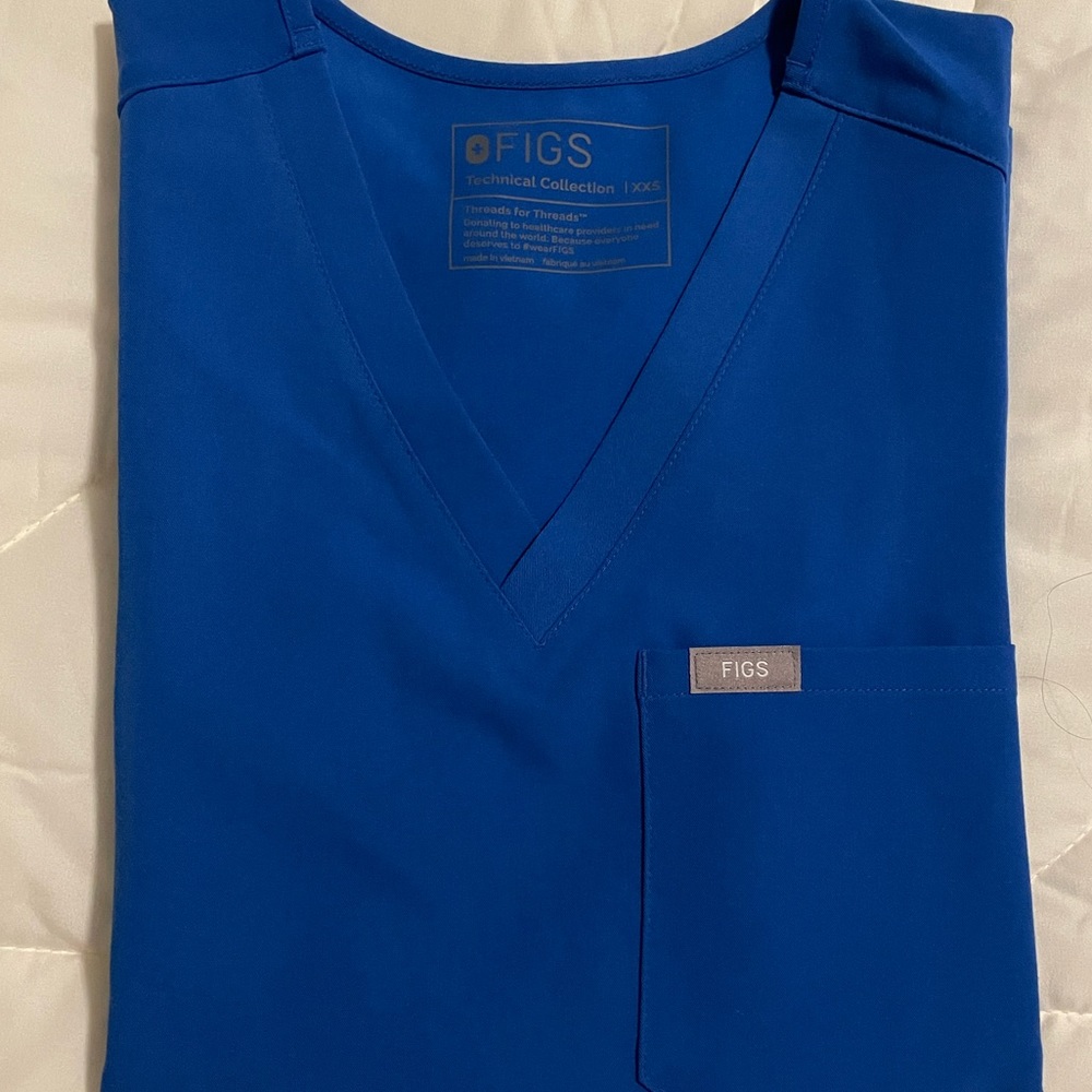 Figs Royal Blue Catarina One Pocket Scrub Top XXS